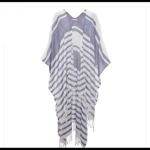 Isaac mizrahi blue and white striped kimono